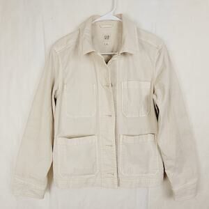Gap ivory denim chore jacket Size small Classic Western Minimal Retro Neutral